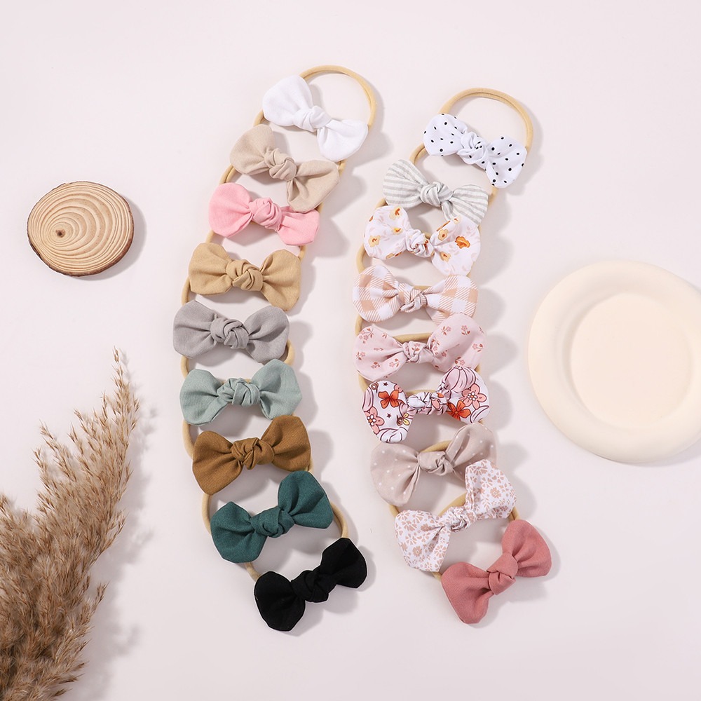 랜덤 컬러 10개입 프린팅 리본 헤어밴드 아기용 단색  - Baby Gear 리뷰 및 가격