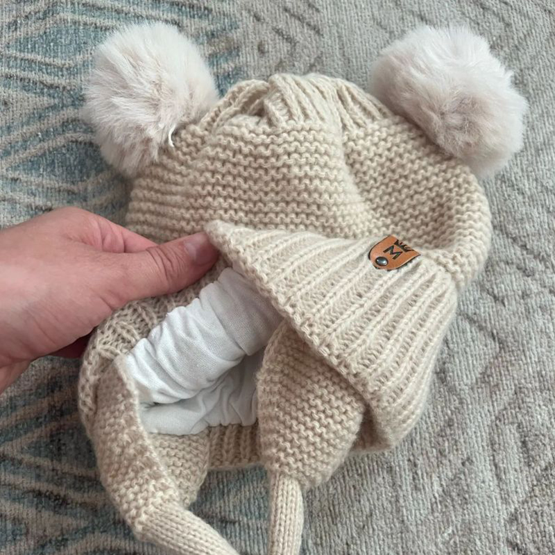 아기 양모 모자 귀여운 모피 공 귀 보호 모자 어린이  - Infant Beanie Hat With Ears 리뷰 및 가격