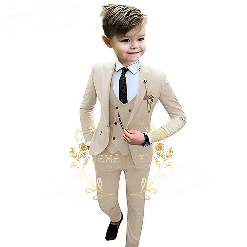 어린이 소년 베이지 블레이저 조끼 바지 3 피스 세트, - Baby Boy Suit Set Baptism 리뷰 및 가격