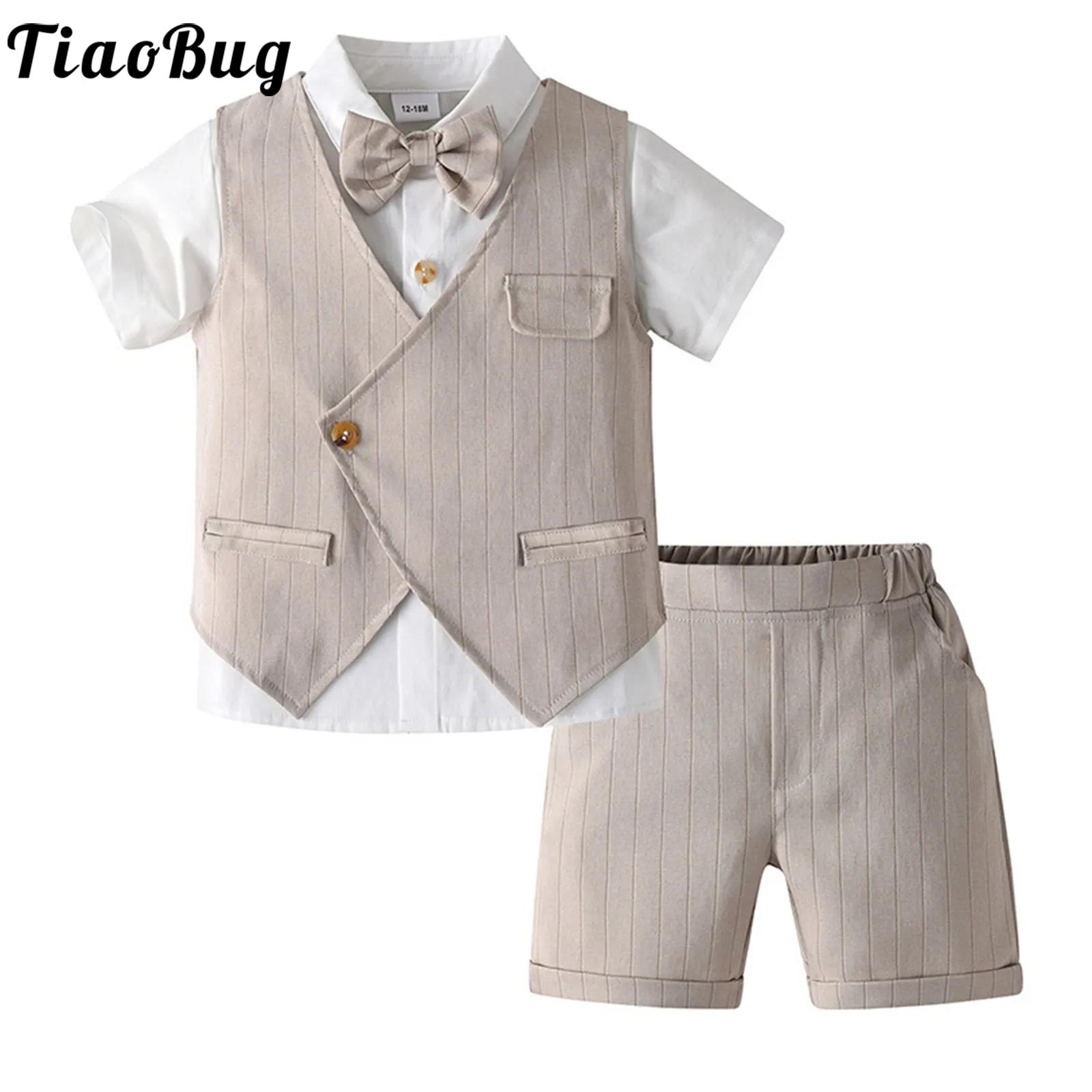 아기 남자 정장 의상, 라펠 반팔 보우 조끼 셔츠 상의 - Baby Boy Suit Set Baptism 리뷰 및 가격
