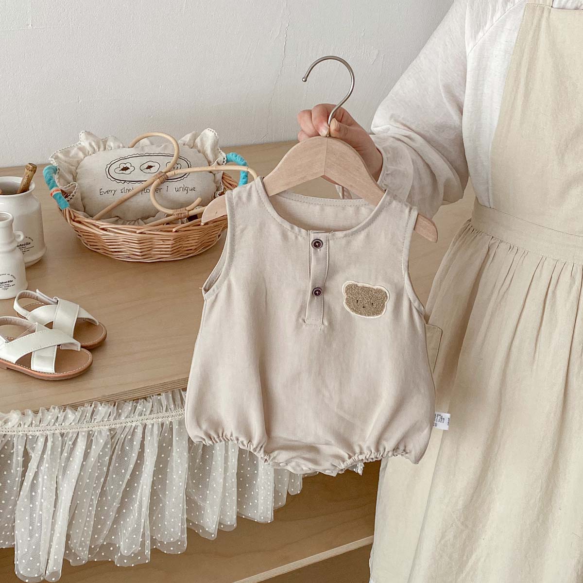 아기 여름 곰 얇은 민소매 점프수트, 아기 남자아이 귀 - Baby Summer Linen Sleeveless Jumpsuit 리뷰 및 가격