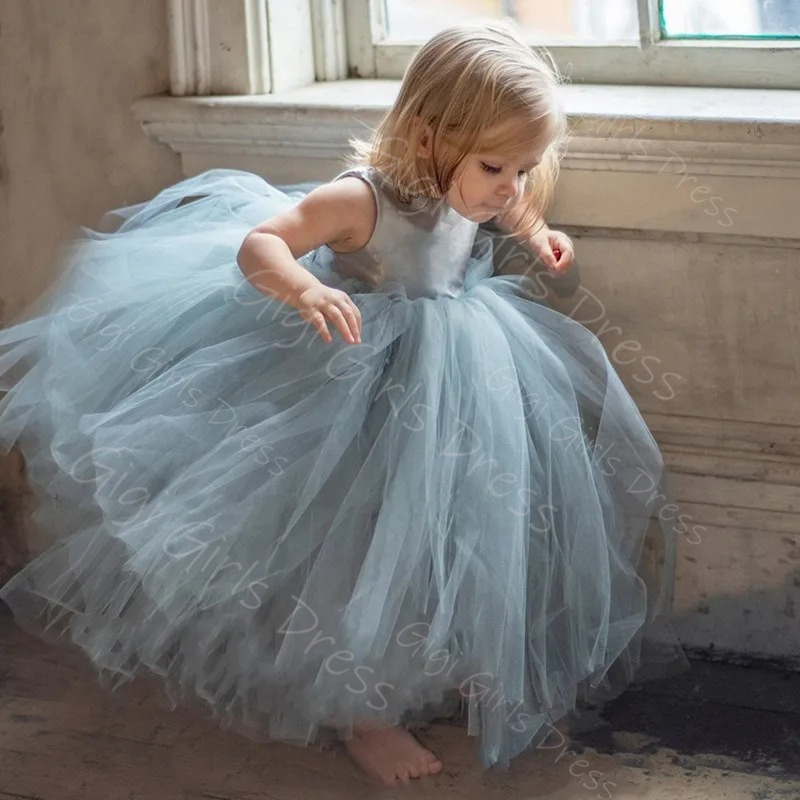 결혼식을위한 파란색 꽃 소녀 드레스 유아 스파게티 스트 - Toddler Girl Tulle Party Dress 리뷰 및 가격