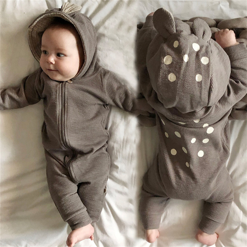봄 가을 유니섹스 아기 귀여운 점프수트 유아 사슴 프린 - Cotton Baby Onesies Zipper 리뷰 및 가격