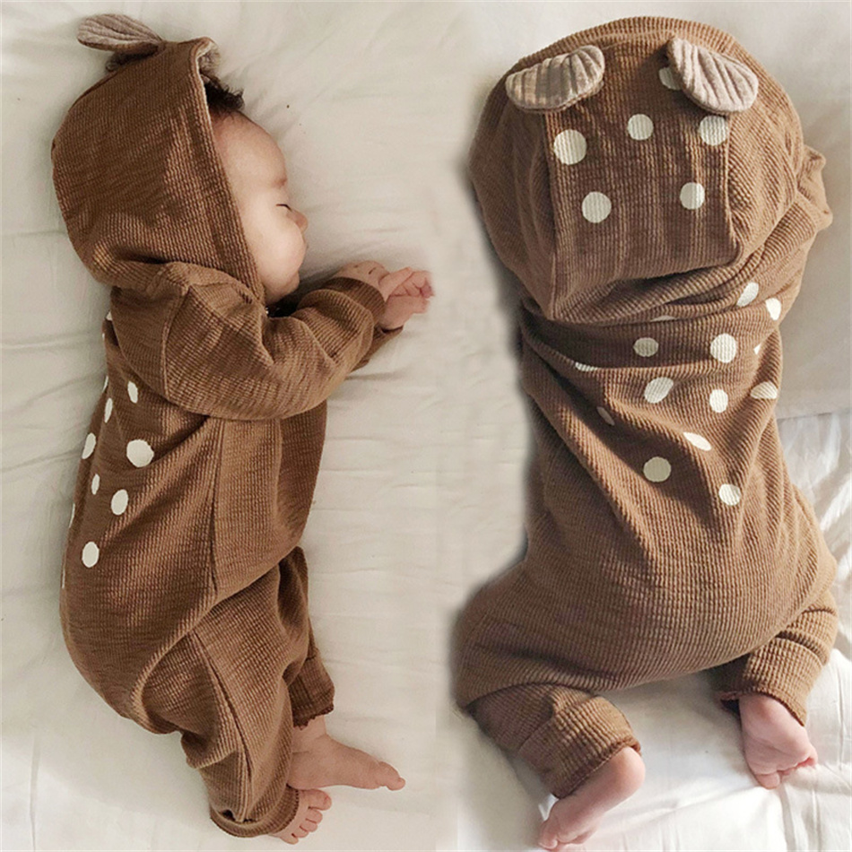 봄 가을 유니섹스 아기 귀여운 점프수트 유아 사슴 프린 - Cotton Baby Onesies Zipper 리뷰 및 가격
