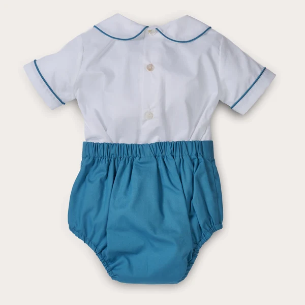 0-6세 여름 남아 핸드 스모크 자수 블루 빈티지 의상 - Baby Boy Suit Set Baptism 리뷰 및 가격
