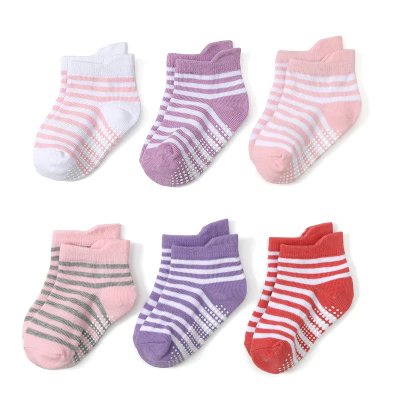 6팩 아기 바닥 양말 줄무늬 통기성 면 소재 미끄럼 방 - Unisex Baby Socks Non Slip 리뷰 및 가격