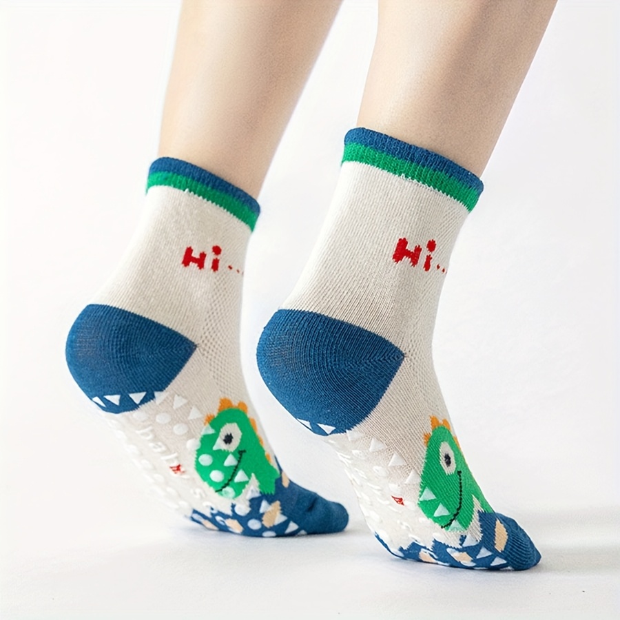 5 쌍의 바닥 양말 만화 접착제 바닥 양말 편지 줄무늬 - Unisex Baby Socks Non Slip 리뷰 및 가격