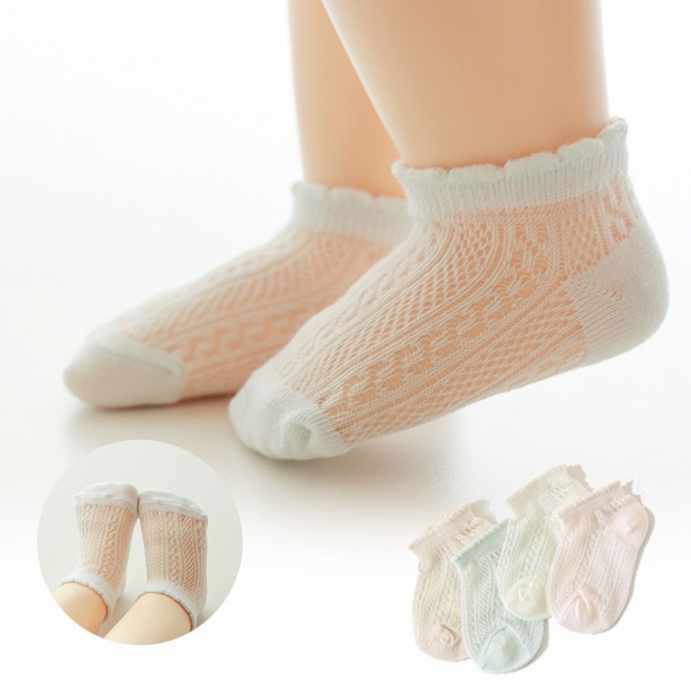 4 쌍 새로운 코튼 베이비 프릴 양말 미끄럼 방지 중공 - Unisex Baby Socks Non Slip 리뷰 및 가격