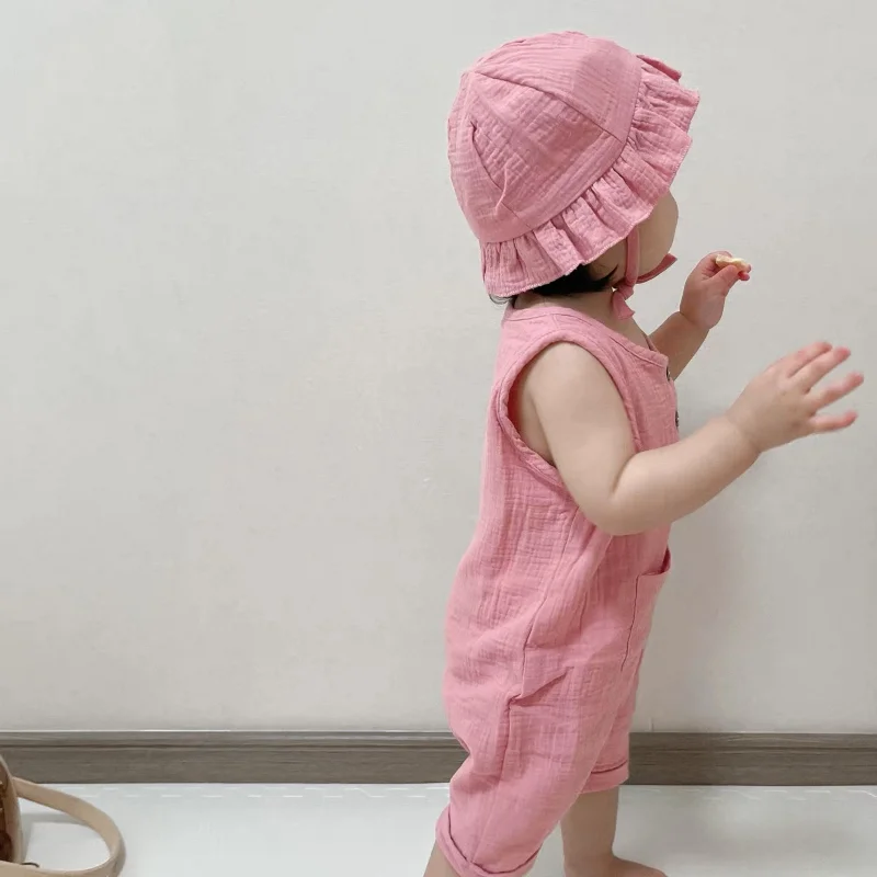 모슬린 코튼 민소매 롬퍼, 아기 여름 의류, 솔리드 신 - Baby Summer Linen Sleeveless Jumpsuit 리뷰 및 가격