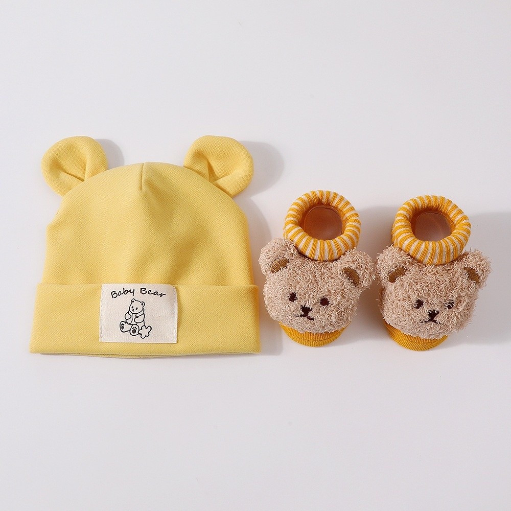2 개/대 귀여운 면화 아기 모자 양말 세트 부드러운  - Infant Beanie Hat With Ears 리뷰 및 가격