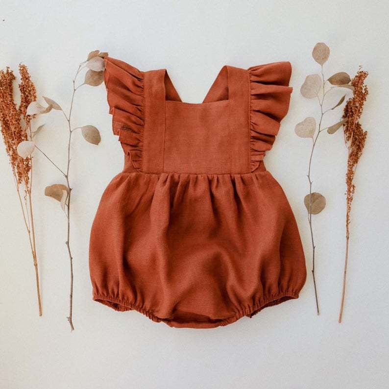 아기 여자 아동 롬퍼 여름 단색 면 린넨 러플 플라이  - Baby Summer Linen Sleeveless Jumpsuit 리뷰 및 가격