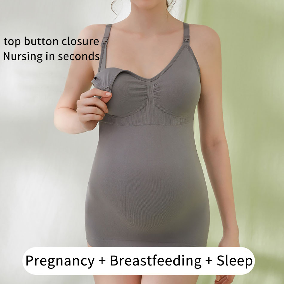 임신 중 하단 레이어가 있는 긴 캐미솔 조끼, 앞 버클 - Maternity Wear 리뷰 및 가격